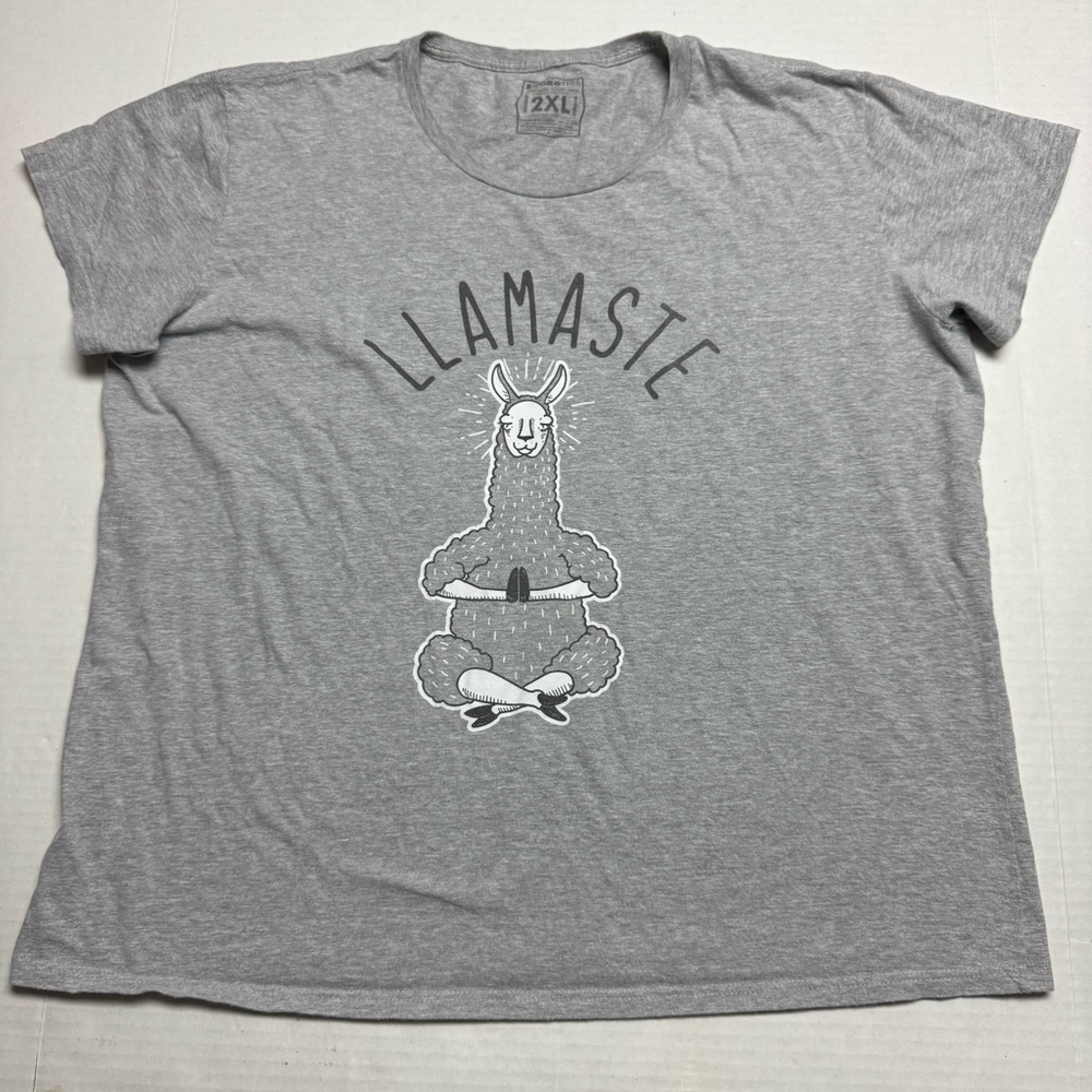 Women's SnorgTees Llamaste Short Sleeve T-Shirt in Gray Size: 2XL